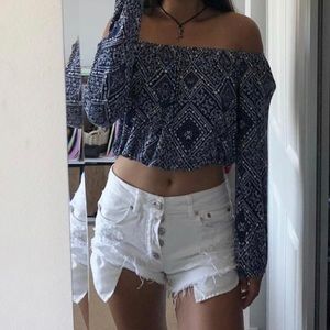 Blue H&M Off-The-Shoulder Crop Top
